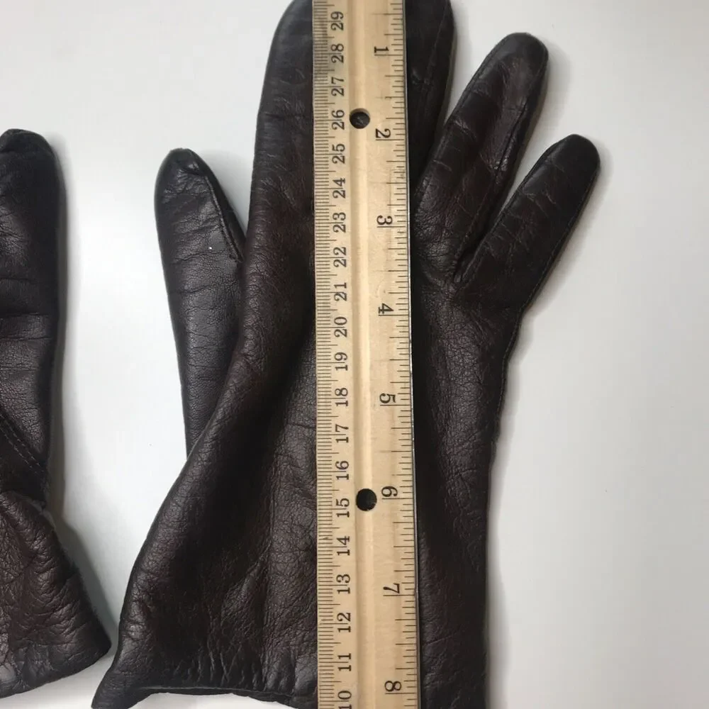 Franklin Simon womens Vintage Gloves Deep Brown Flawed-wear